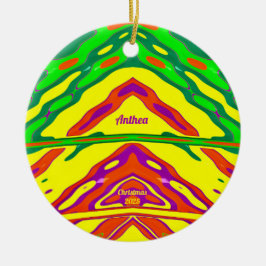 ANTHEA ~ 3D CHRISTMAS Red Grönt Gult 2025 ~ Julgransprydnad Keramik