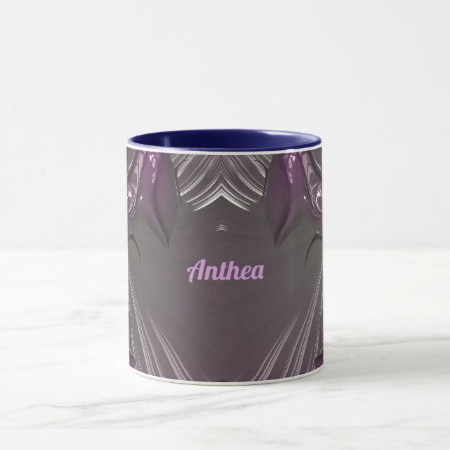 ANTHEA ~ GLOSSY 3D Glossy Rosa Blue Silver ~ Mugg (Center)