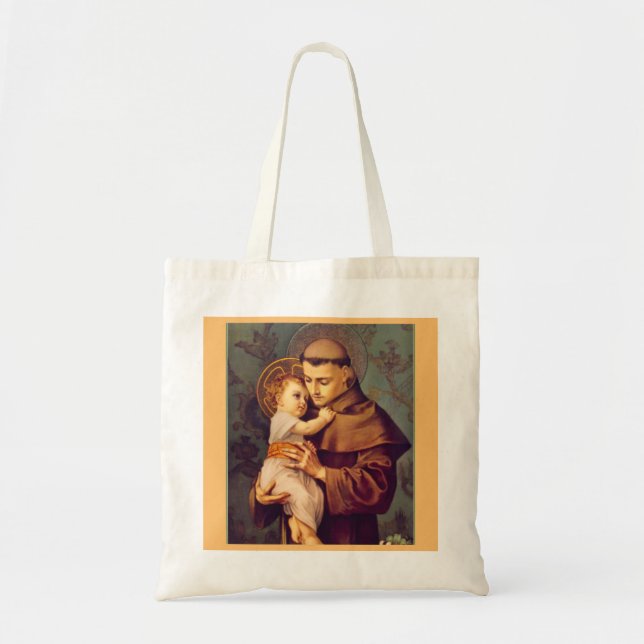 Anthony av Padua med Baby Jesus Tote Bag Tygkasse (Framsidan)