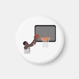 Anthony Dwars placerar boll i basket Magnet