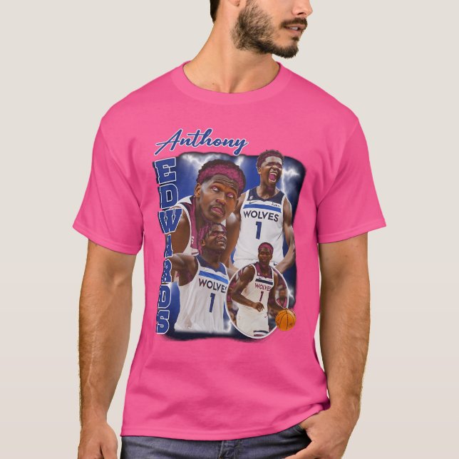 Anthony Edwards Lodrät Collage T Shirt (Framsida)