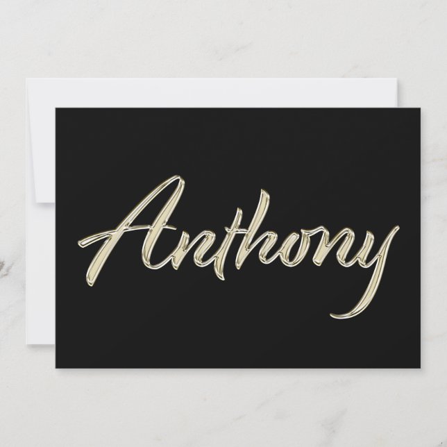 Anthony Name white gold Handwriting Karte Kort (Framsida)