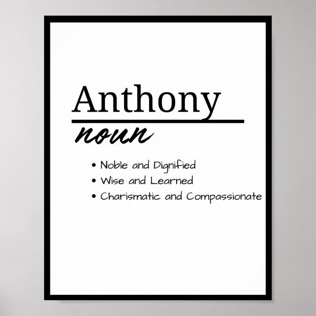 Anthony, Pojke Personligt Namn Definition Poster (Framsidan)