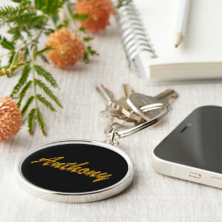 Anthony runda högvärdiga Keychain i svart stil Rund Silverfärgad Nyckelring