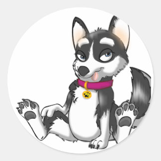 Anthro Husky Puppy Runt Klistermärke