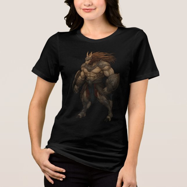 Anthro Warrior Beast in Battle Armor T Shirt (Framsida)