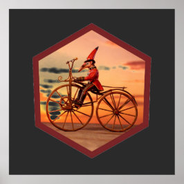 Anthropomorphic Anteater Riding an Antique Bicycle Poster