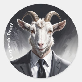 Anthropomorphic goat businessman headshot runt klistermärke