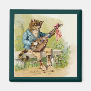 Anthropomorphic katt som leker mandolinen magnet