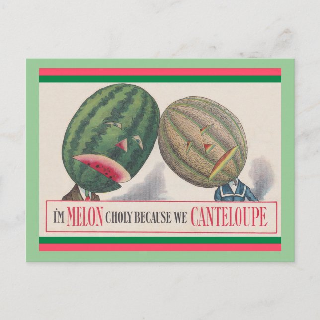 ANTHROPOMORPHIC Melons Pun POSTCARD Vykort (Framsida)