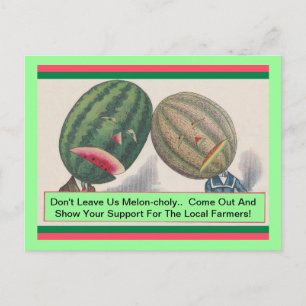 ANTHROPOMORPHIC Melons Pun PRODUCARD POSTCARD Vykort