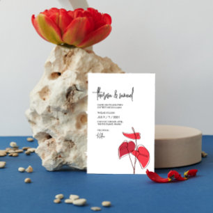 Anthurium ・ Blommigt Line Teckning ・ Avslappnad Mo Inbjudningar