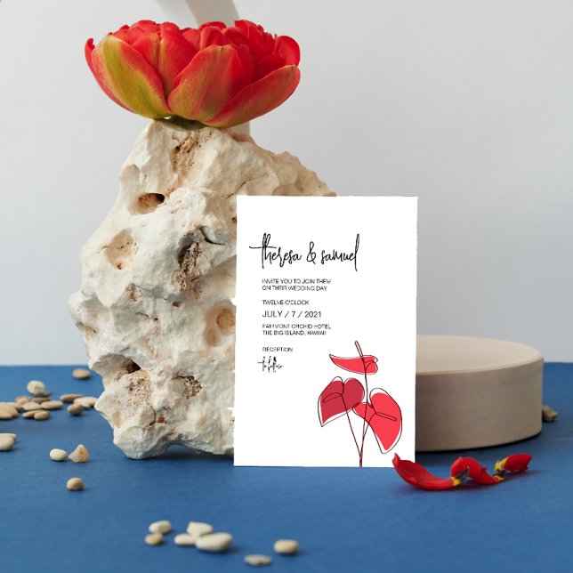 Anthurium ・ Blommigt Line Teckning ・ Avslappnad Mo Inbjudningar (Skapare uppladdad)