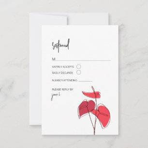 Anthurium ・ Blommigt Line Teckning ・ Modern OSA ko Kort
