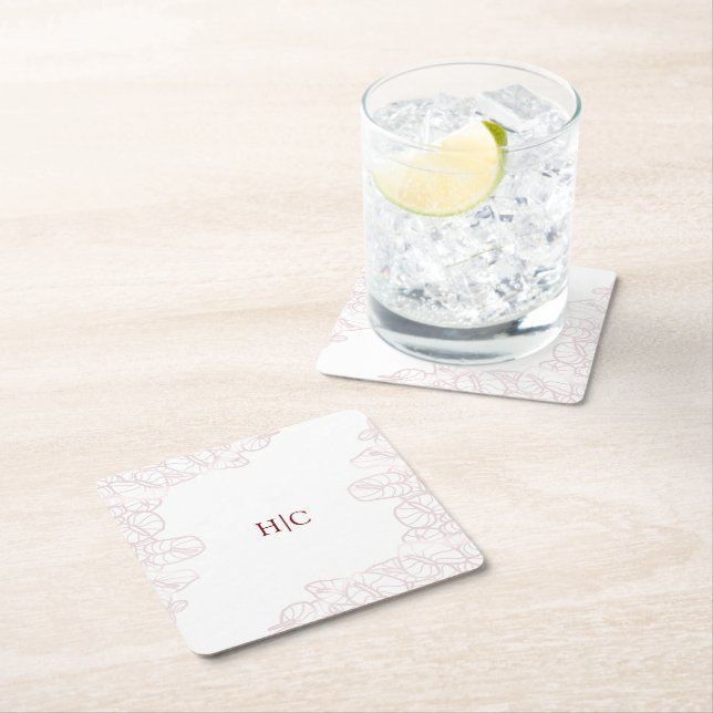 Anthurium Initials Coaster Underlägg Papper Kvadrat (Insitu)
