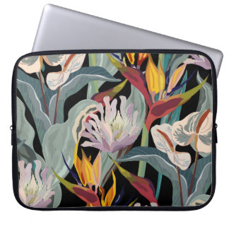 Anthurium och strelitzia, sömlös vintage mönster. laptop fodral