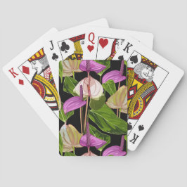 Anthurium. Sömlöst blommönster med blommor. Casinokort