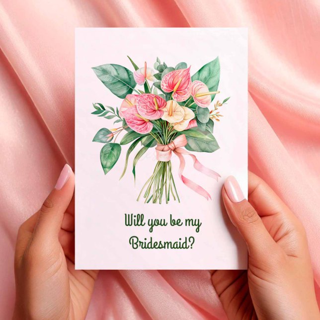 Anthurium Tropical Bouquet Bröllopsfest Frieri Inbjudan (Anthurium Tropical Bouquet Wedding Party Proposal Card)