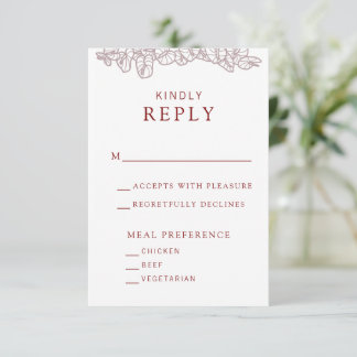 Anthurium Wedding RSVP Card OSA Kort