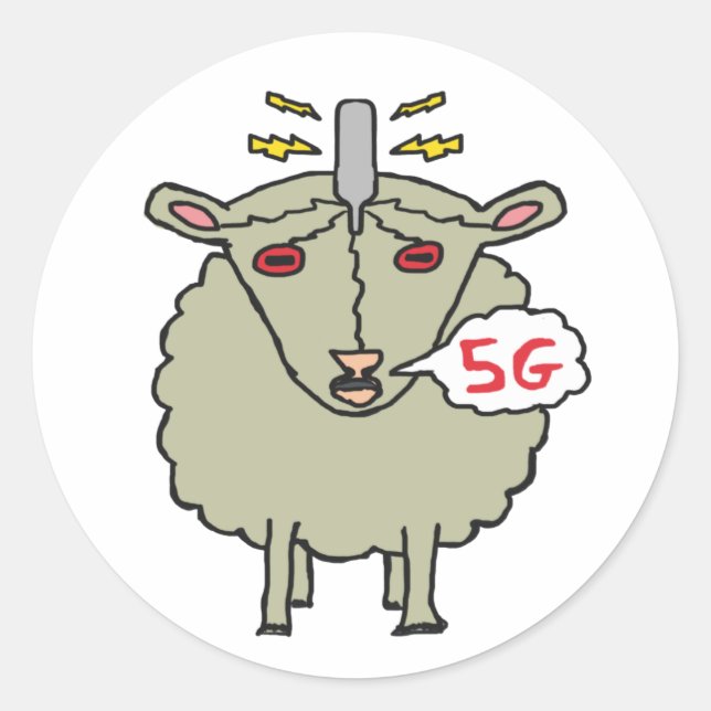 Anti 5G-får Runt Klistermärke (Framsida)