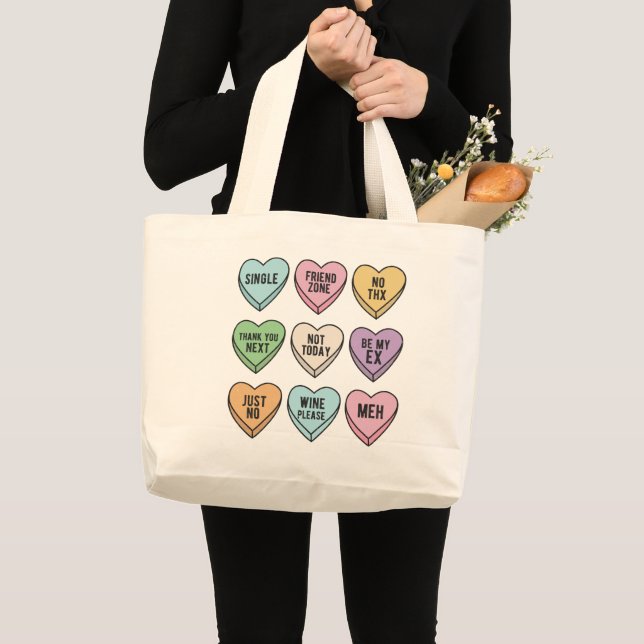 Anti alla hjärtans dag Dag Candy Hearts Tote Bag Jumbo Tygkasse (Framsida (produkt))