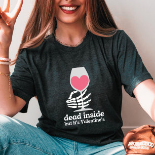 Anti alla hjärtans dag dagen Skeleton hand Dead In T Shirt
