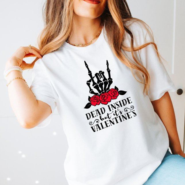 Anti alla hjärtans dag dagen Skeleton hand Dead In T Shirt (Skapare uppladdad)