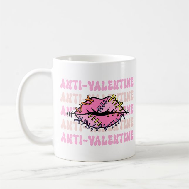 Anti alla hjärtans dag Rosa Läppar Kaffemugg (Vänster)