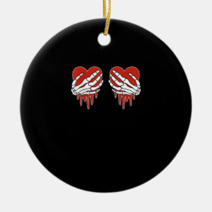 Anti alla hjärtans dag Skeleton Händer Heart Goth Julgransprydnad Keramik