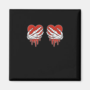 Anti alla hjärtans dag Skeleton Händer Heart Goth Magnet