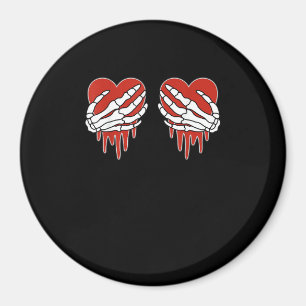 Anti alla hjärtans dag Skeleton Händer Heart Goth Magnet