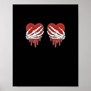 Anti alla hjärtans dag Skeleton Händer Heart Goth Poster