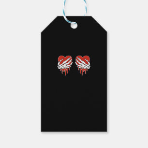 Anti alla hjärtans dag Skeleton Händer Heart Goth Presentetikett