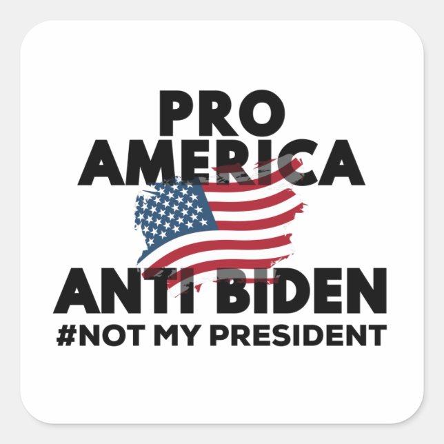 ANTI-BIDEN PRO-AMERIKA FYRKANTIGT KLISTERMÄRKE (Framsida)