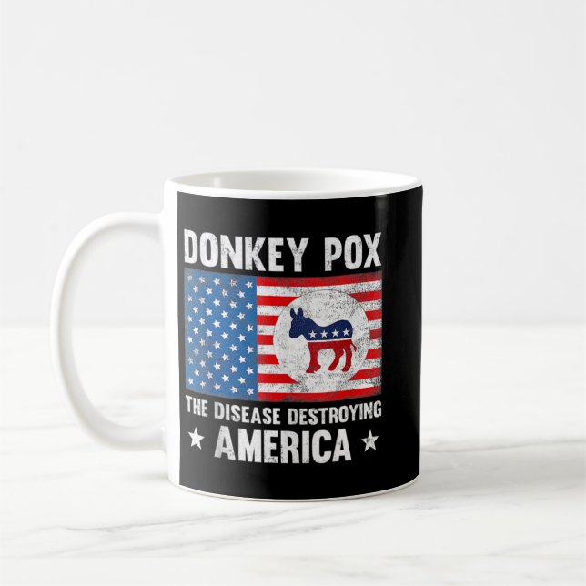 Anti Biden the Disease Destroying America Donkey P Kaffemugg (Vänster)