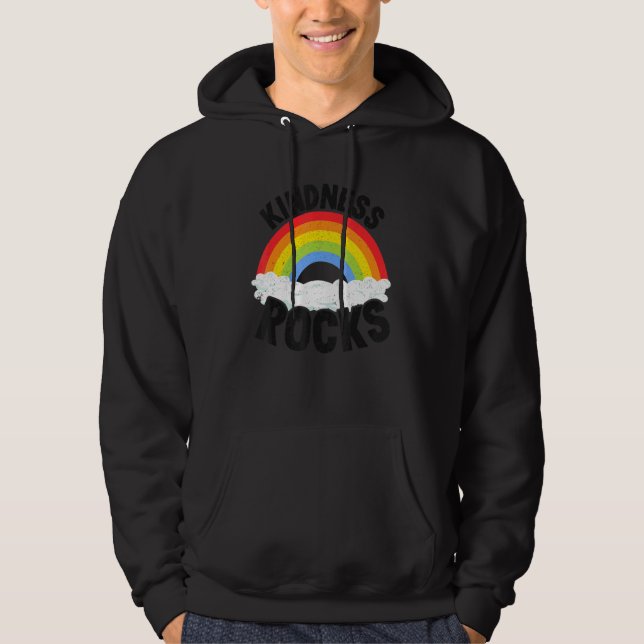 Anti Bullying Hippie Retro Teacher Rainbow Kindnes Hoodie (Framsida)