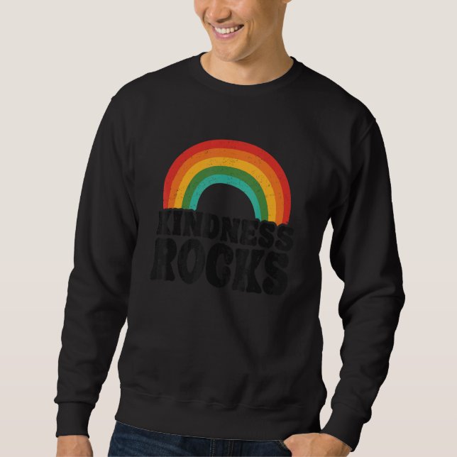 Anti Bullying Hippie Retro Teacher Rainbow Kindnes Lång Ärmad Tröja (Framsida)