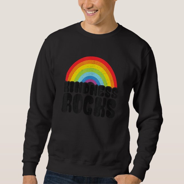 Anti Bullying Hippie Retro Teacher Rainbow Kindnes Lång Ärmad Tröja (Framsida)