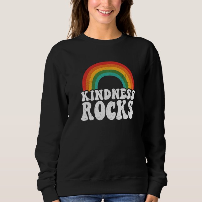 Anti Bullying Hippie Retro Teacher Rainbow Kindnes T Shirt (Framsida)