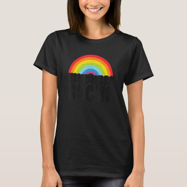 Anti Bullying Hippie Retro Teacher Rainbow Kindnes T Shirt (Framsida)