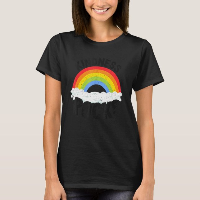 Anti Bullying Hippie Retro Teacher Rainbow Kindnes T Shirt (Framsida)