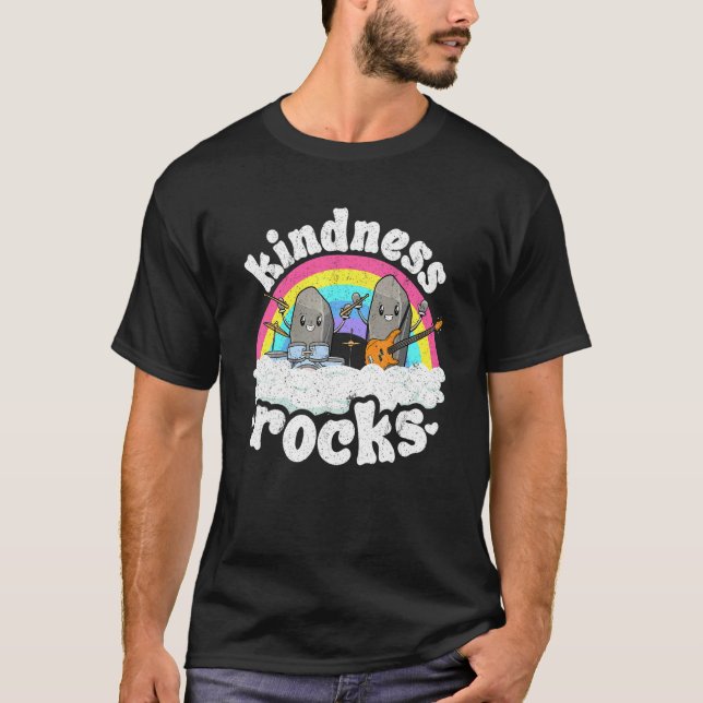 Anti Bullying Rainbow Hippie Music Teacher Kindnes T Shirt (Framsida)