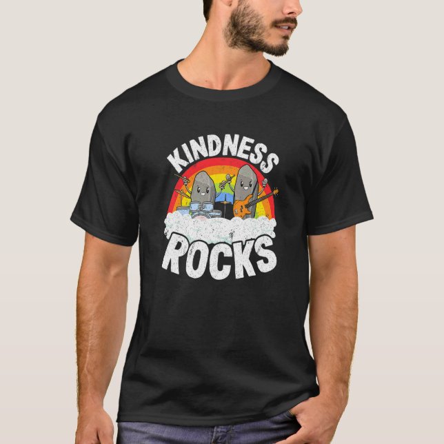 Anti-Bullying Rainbow Hippie Music Teacher Kindnes T Shirt (Framsida)