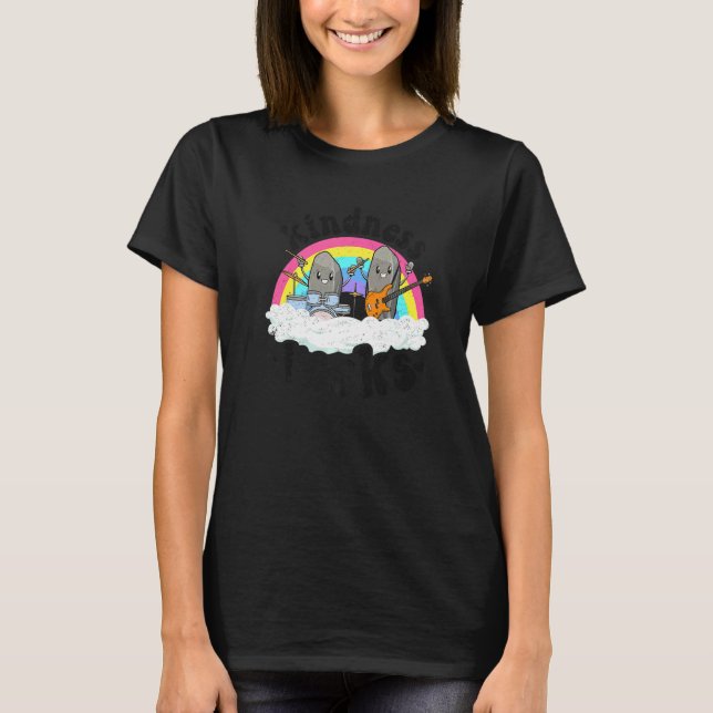 Anti-Bullying Rainbow Hippie Music Teacher Kindnes T Shirt (Framsida)