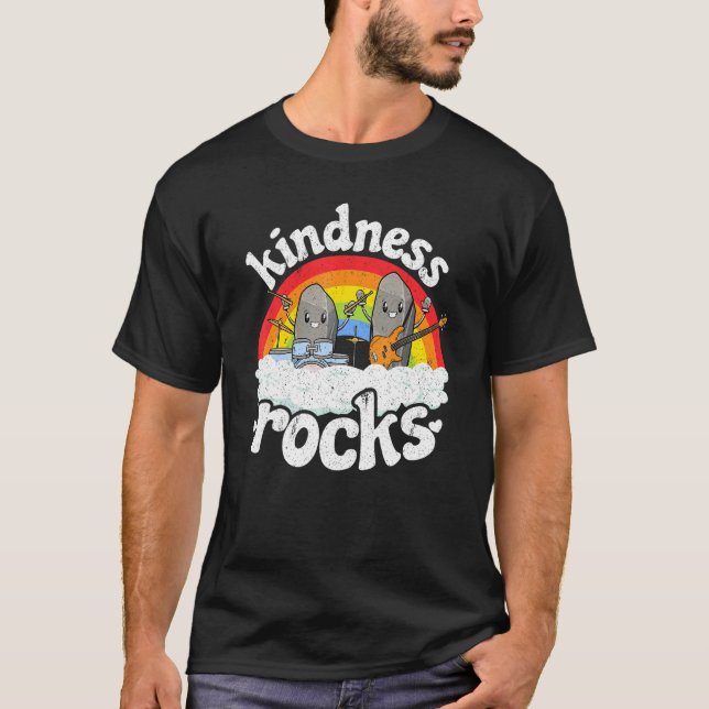 Anti Bullying Rainbow Hippie Music Teacher Kindnes T Shirt (Framsida)