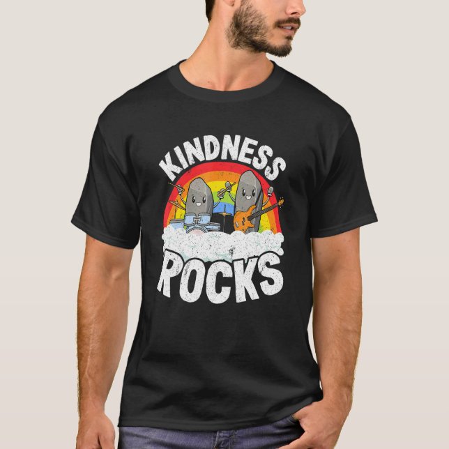 Anti-Bullying Rainbow Hippie Music Teacher Kindnes T Shirt (Framsida)