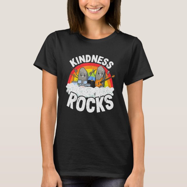 Anti-Bullying Rainbow Hippie Music Teacher Kindnes T Shirt (Framsida)