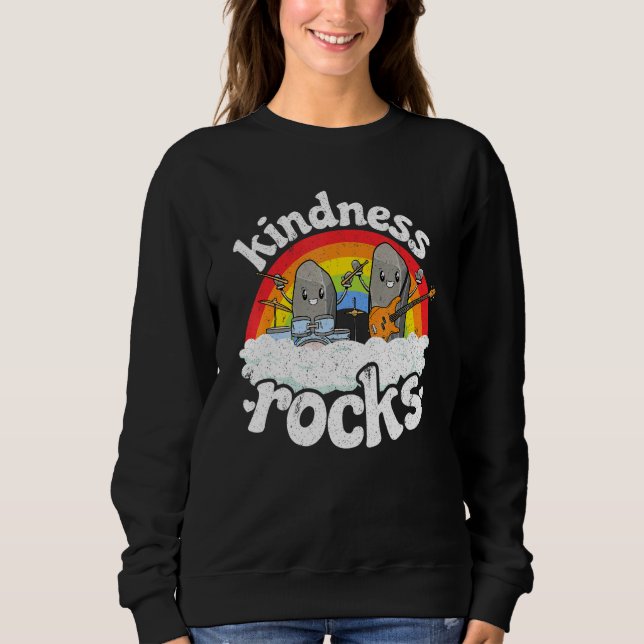 Anti Bullying Rainbow Hippie Music Teacher Kindnes T Shirt (Framsida)