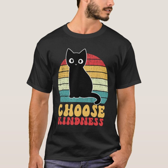 Anti-Bullying Rainbow Peace Kind Hippie Cat Välj T Shirt (Framsida)