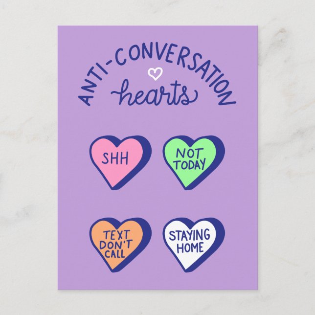 Anti-Conversation Heart Valentine Day Card Vykort (Framsida)